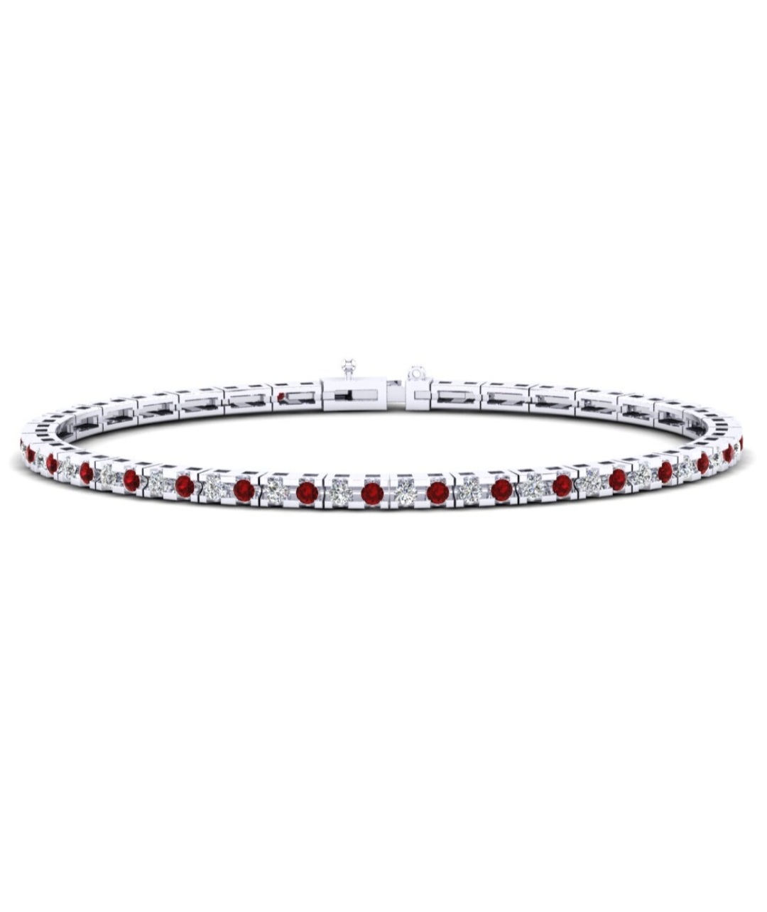Deze tennisarmband van Louis Bros is vervaardigd uit 14 karaat witgoud (7.09 gr.) en is gezet met 38 briljant geslepen diamanten met een totaalgewicht van 1.26 ct en 38 robijn met een totaalgewicht van 1.41ct .De armband heeft een lengte van 19 cm. En een breedte van 2.16 mm.

Verkrijgbaar vanaf 1.00crt .
Leverbare goudkleuren: 14/18kts geelgoud, 14/18kts witgoud, 14/18kts roségoud en alle bicolor combinaties.